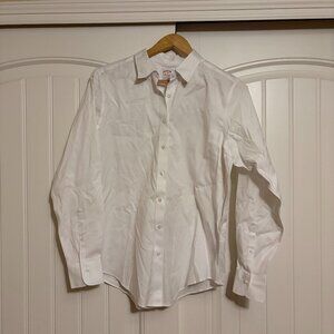 Brooks Brothers Classic Fit Button Up Shirt 10 Solid White Non-Iron Stretch